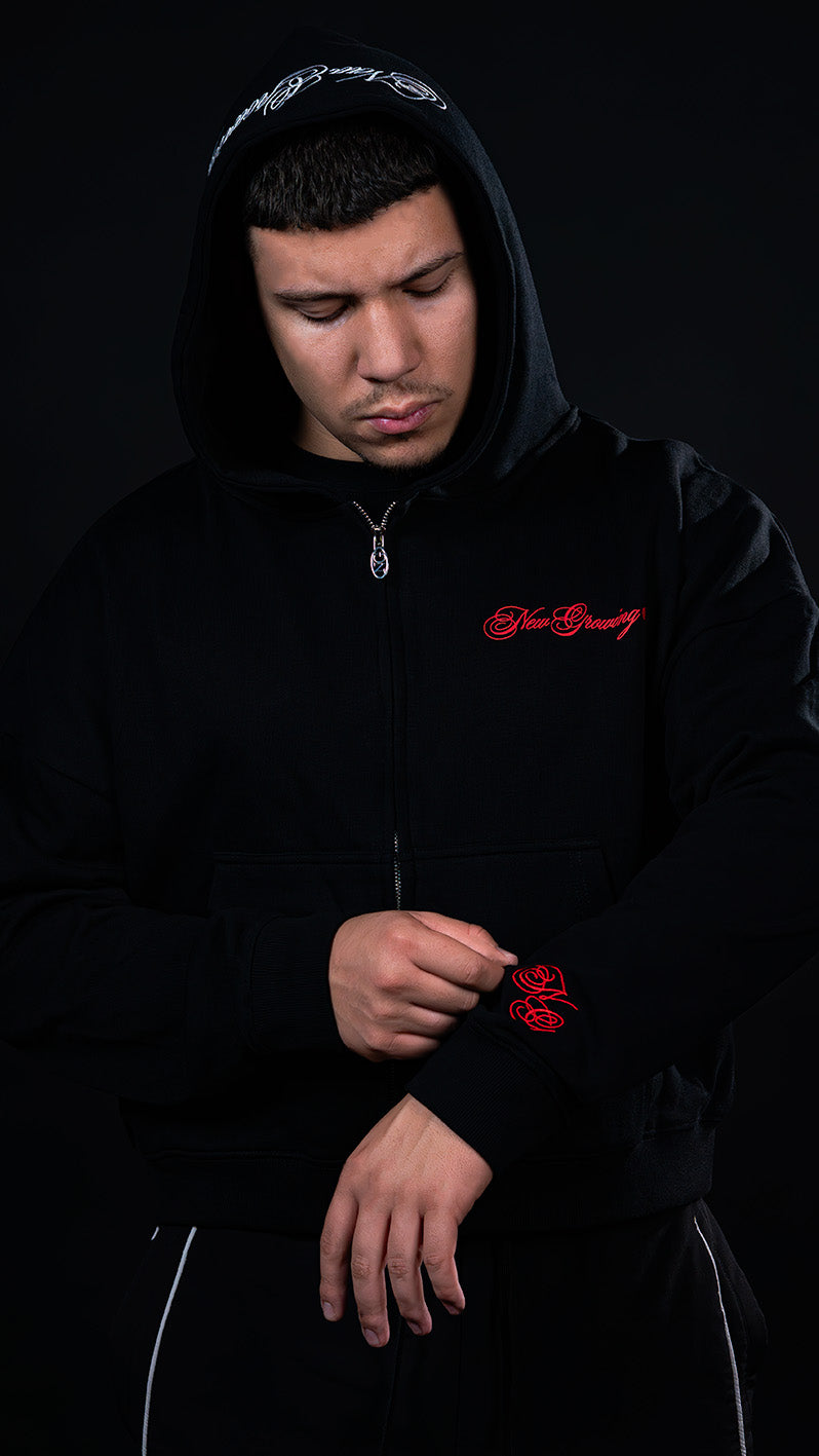 New Growing Premium Black Zipper Hoodie
