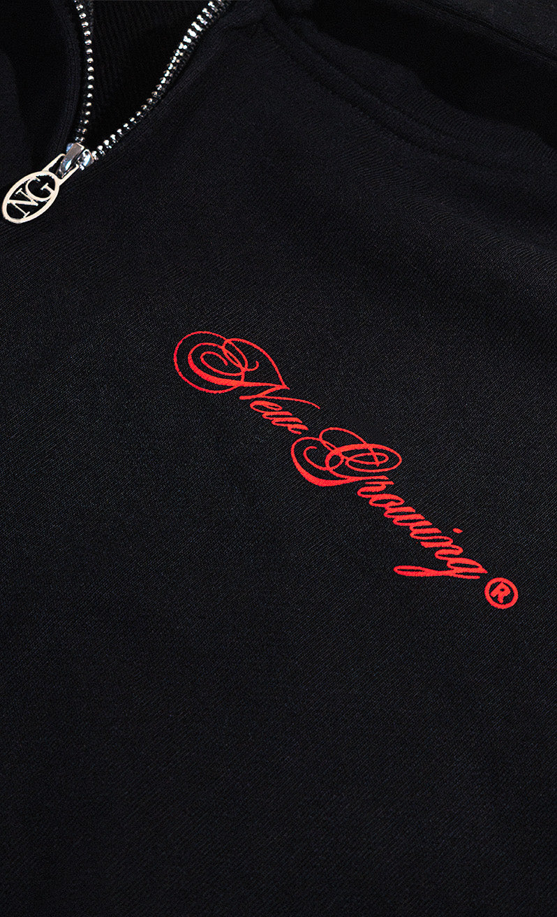New Growing Premium Black Zipper Hoodie