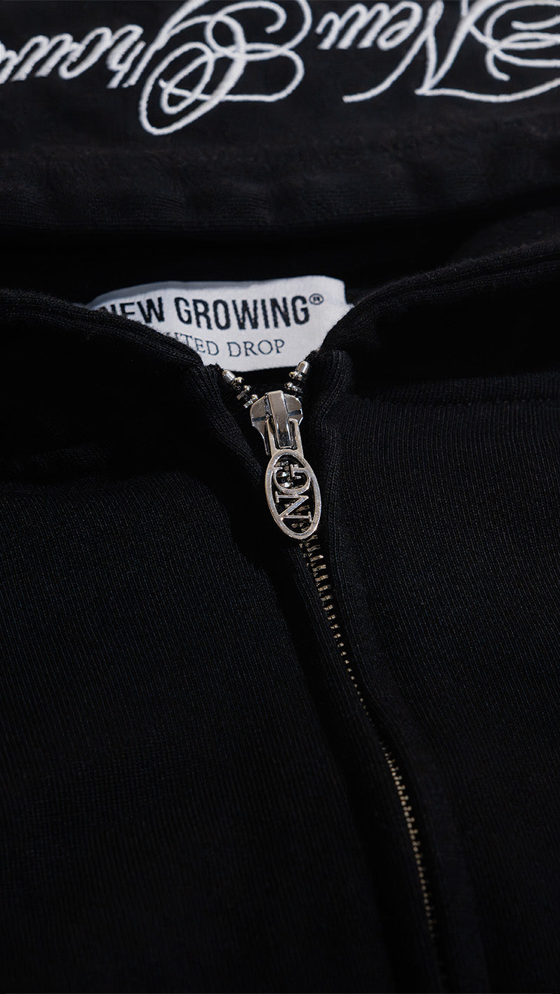New Growing Premium Black Zipper Hoodie
